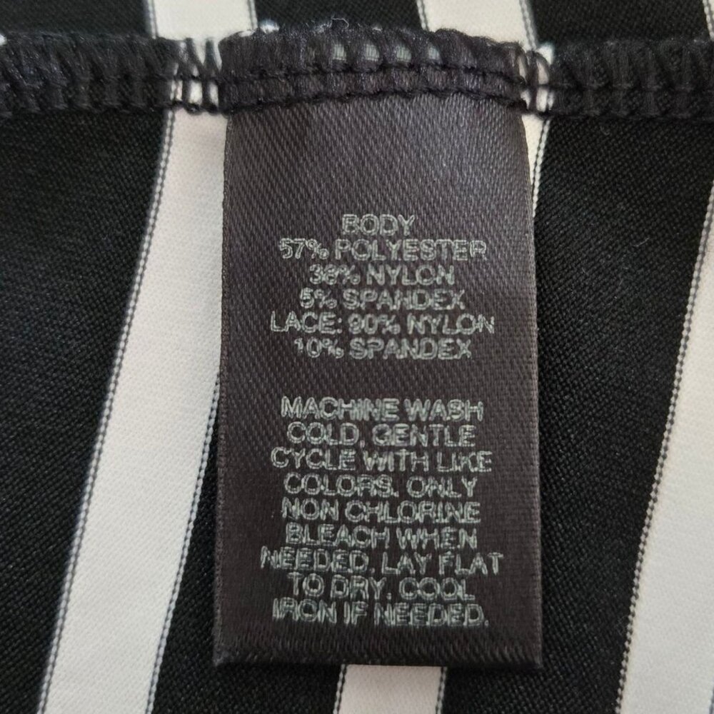 White House Black Market Womens Striped Lace-Trim Camisole Black & White Size M - Picture 7 of 7